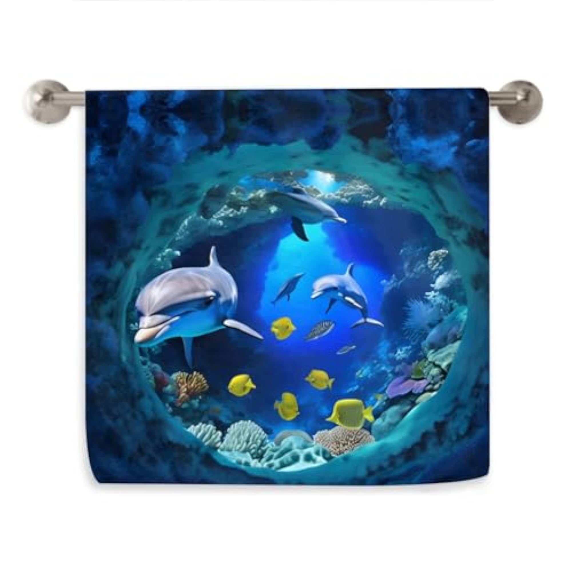 Blue Ocean Dolphin Kitchen Dish Towel, Highly Absorbent